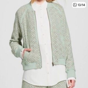 Victoria Beckham for Target Mint Lace Bomber Jacket Zip Up XL
